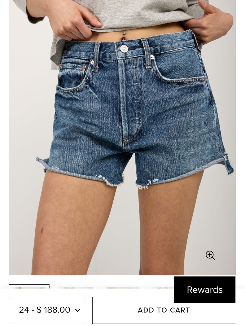 Citizens Of Humanity Medium Blue Denim Cutoff Shorts Size 30